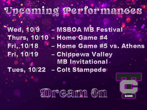 TCMB Performance Dates